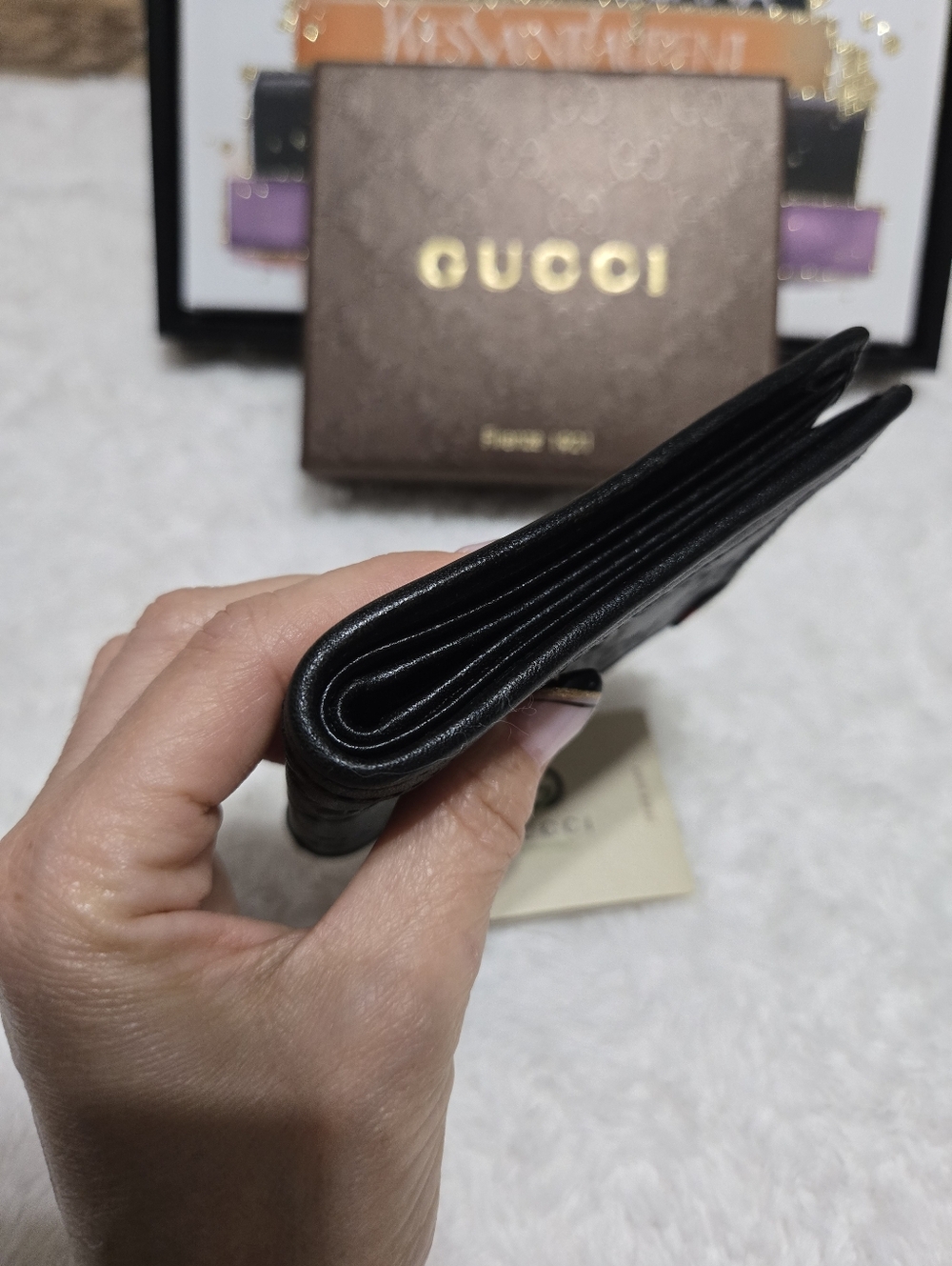 Gucci Black Guccissima Leather Bifold Sherryline Men's Wallet - Picture 6 of 9